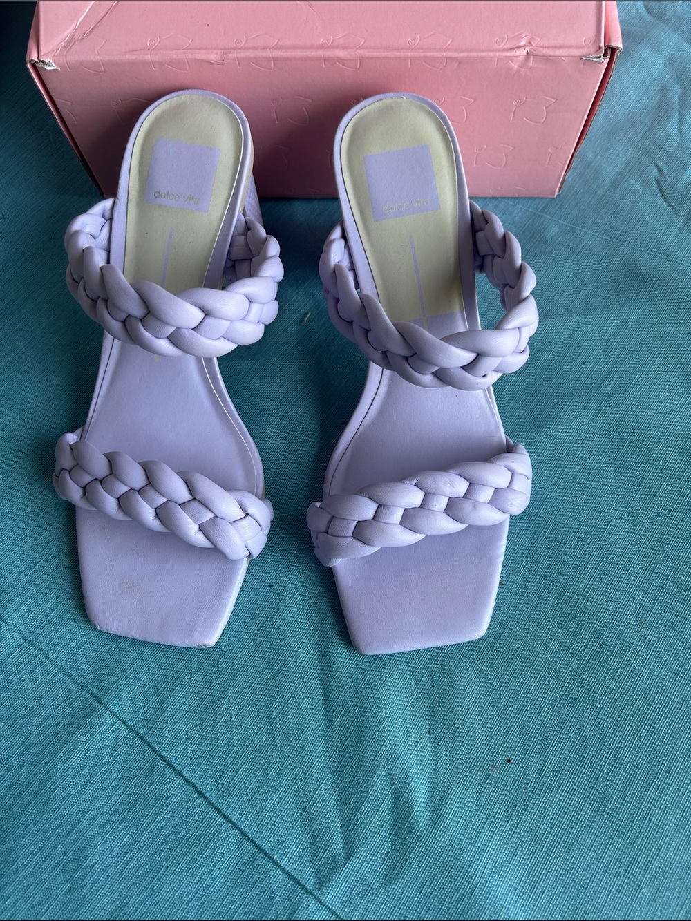 Dolce Vita Lavender Braided Two-Strap Heeled Mules